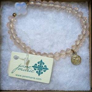 Opalite and Pink Crystal Stretch Bracelet